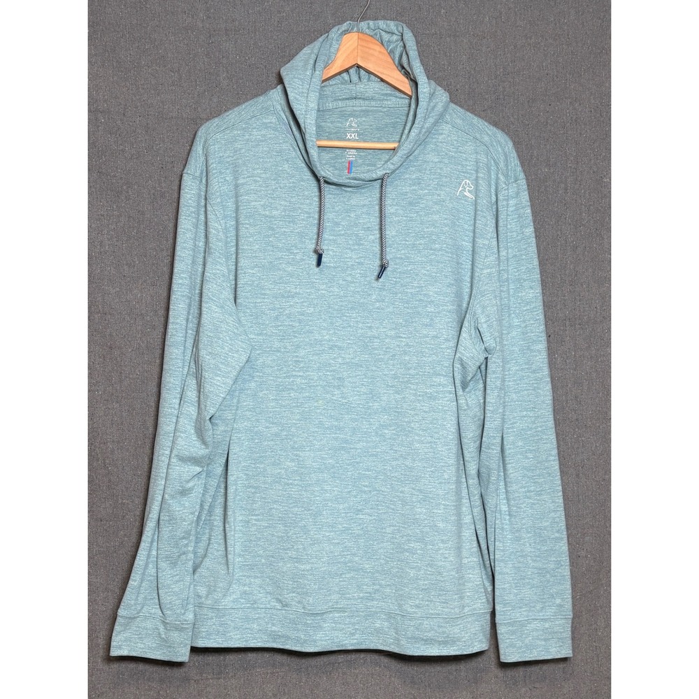 Rhoback Mens XXL Blue Heathered Performance Hoodie Activewear Sweatshirt